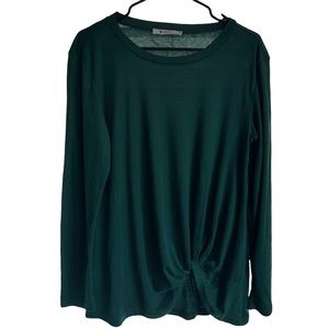 Yidarton Casual Twist Knot Tunic Top / Blouse in Green, Size Medium